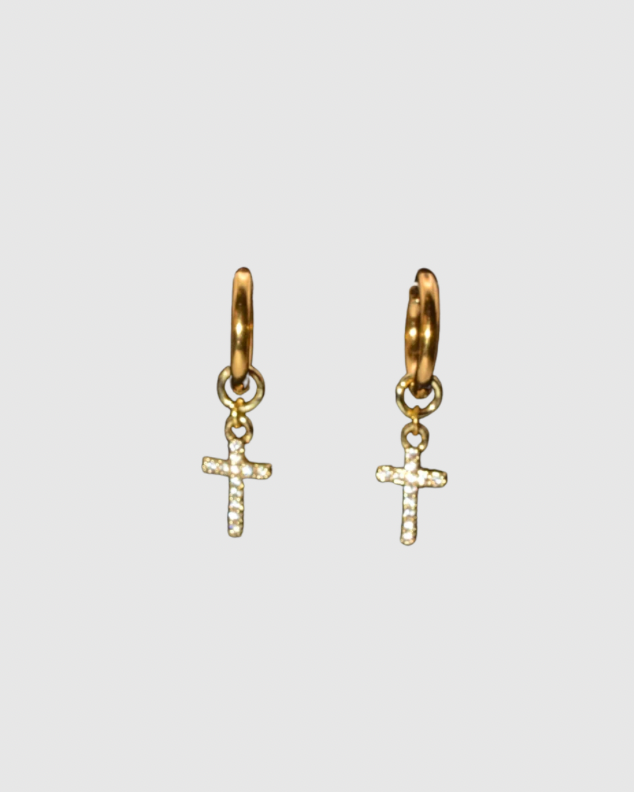 Micro Pave Cross hoops