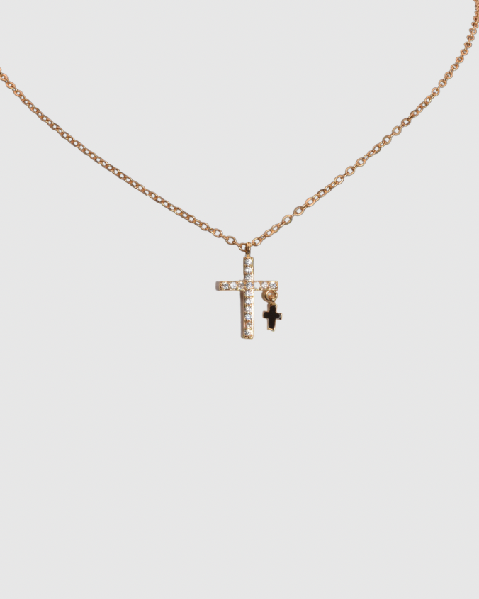 Double Mini Cross Necklace