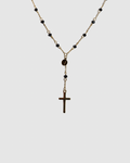 Black Bead Rosary Necklace
