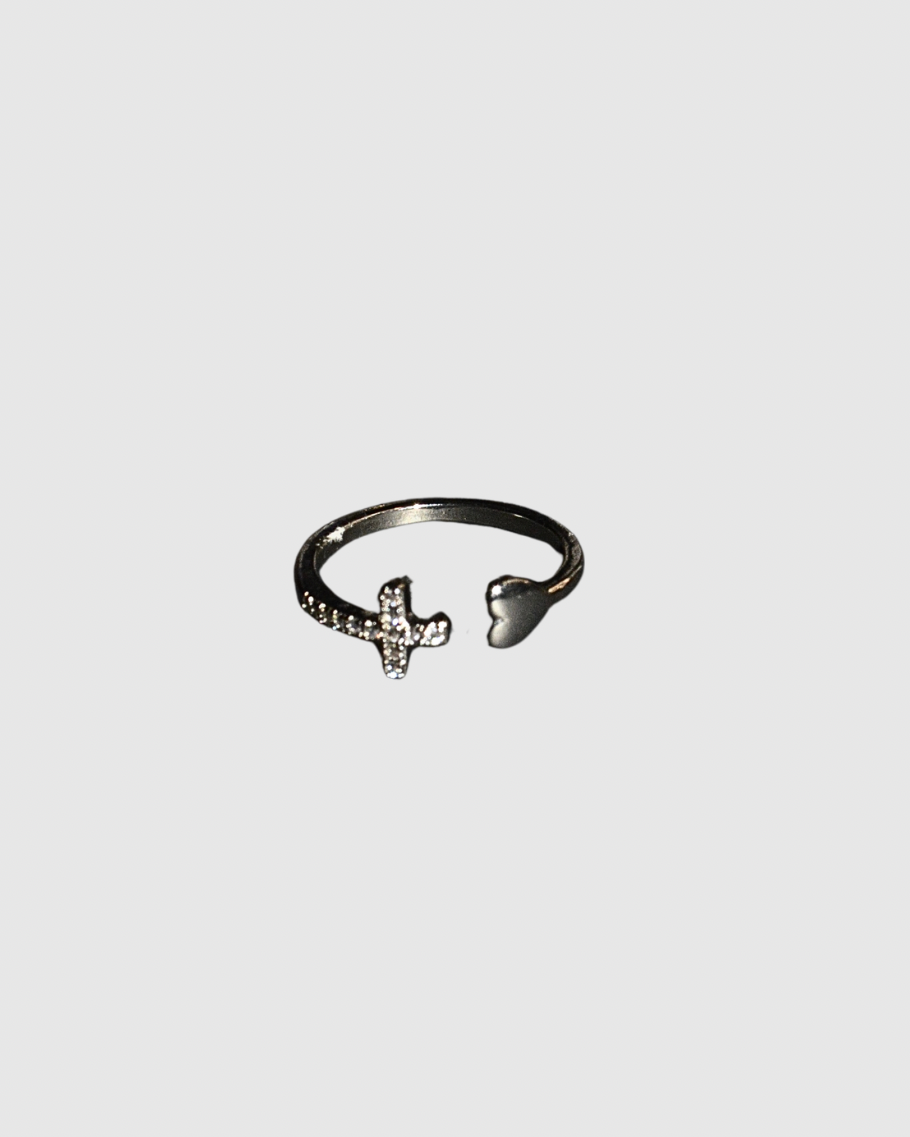 Heart & Cross Ring